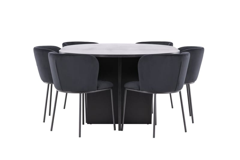 Oval matgrupp Venture Home Svart Svart 6st - Møbler - Bord - Spisegrupper