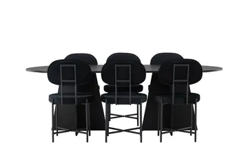 Oval matgrupp Venture Home Svart Svart 6st - Møbler - Bord - Spisegrupper