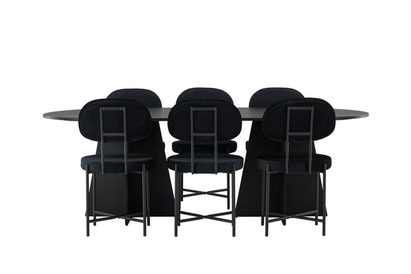 Oval matgrupp Venture Home Svart Svart 6st - Møbler - Bord - Spisegrupper