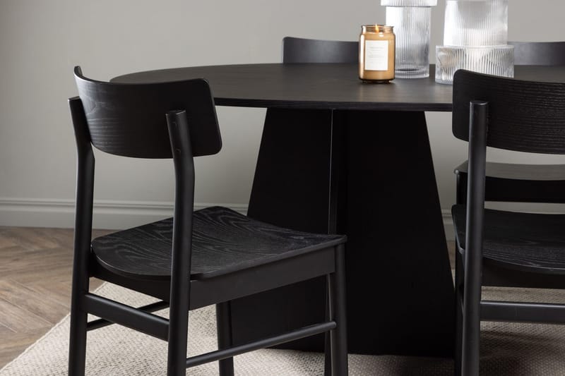 Oval matgrupp Venture Home Svart Svart 6st - Møbler - Bord - Spisegrupper