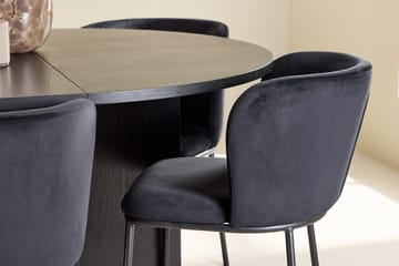 Oval matgrupp Venture Home Svart Svart 6st - Møbler - Bord - Spisegrupper