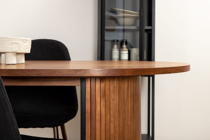 Oval matgrupp Venture Home Svart Valnöt 6st - Møbler - Bord - Spisegrupper