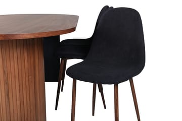 Oval matgrupp Venture Home Svart Valnöt 6st - Møbler - Bord - Spisegrupper
