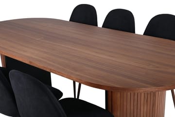 Oval matgrupp Venture Home Svart Valnöt 6st - Møbler - Bord - Spisegrupper