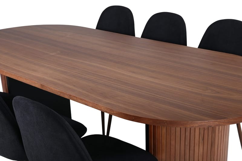 Oval matgrupp Venture Home Svart Valnöt 6st - Møbler - Bord - Spisegrupper