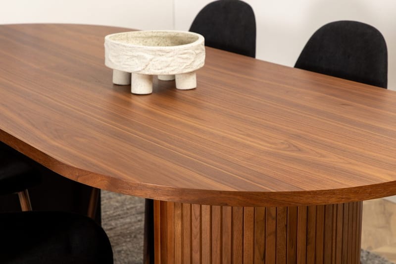 Oval matgrupp Venture Home Svart Valnöt 6st - Møbler - Bord - Spisegrupper
