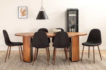 Oval matgrupp Venture Home Svart Valnöt 6st - Møbler - Bord - Spisegrupper