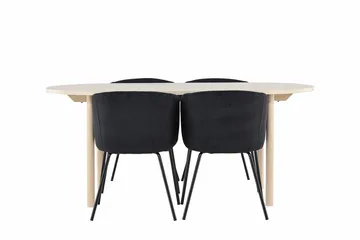 Oval matgrupp Venture Home Svart Vitputsad 4st - Møbler - Bord - Spisegrupper