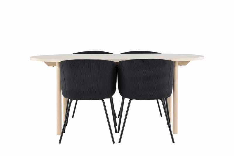 Oval matgrupp Venture Home Svart Vitputsad 4st - Møbler - Bord - Spisegrupper