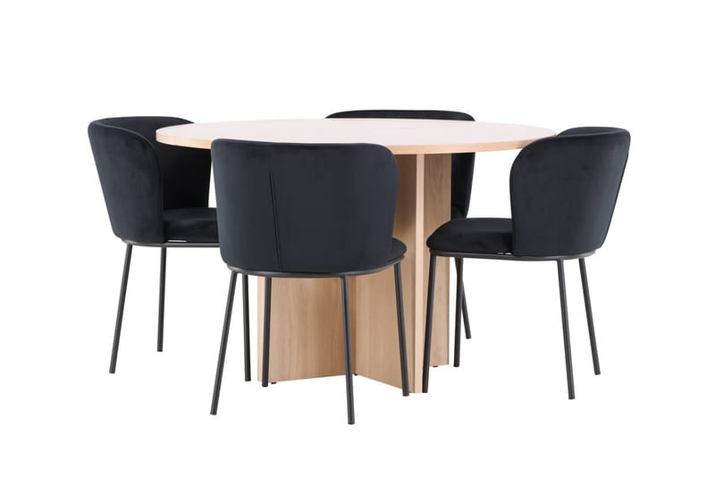 Oval matgrupp Venture Home Svart Vitputsad 4st - Møbler - Bord - Spisegrupper