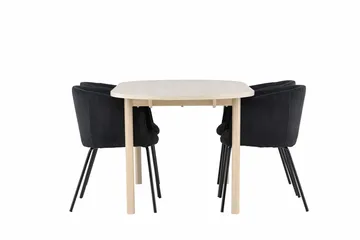 Oval matgrupp Venture Home Svart Vitputsad 4st - Møbler - Bord - Spisegrupper