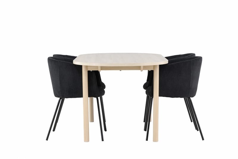 Oval matgrupp Venture Home Svart Vitputsad 4st - Møbler - Bord - Spisegrupper