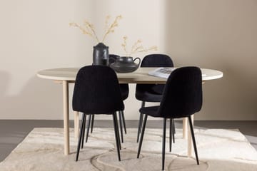 Oval matgrupp Venture Home Svart Vitputsad 4st - Møbler - Bord - Spisegrupper