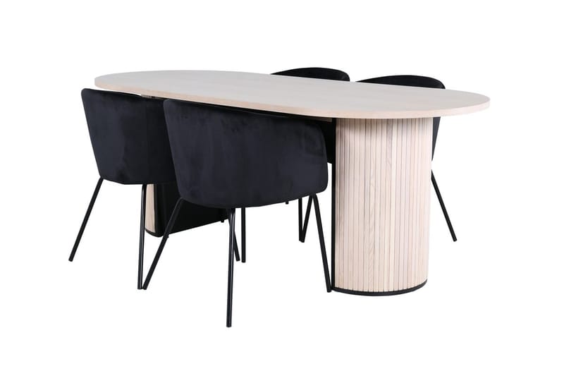 Oval matgrupp Venture Home Svart Vitputsad 4st