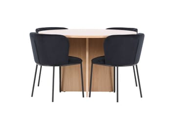 Oval matgrupp Venture Home Svart Vitputsad 4st - Møbler - Bord - Spisegrupper