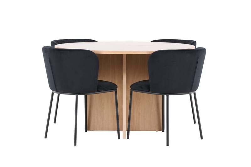 Oval matgrupp Venture Home Svart Vitputsad 4st - Møbler - Bord - Spisegrupper