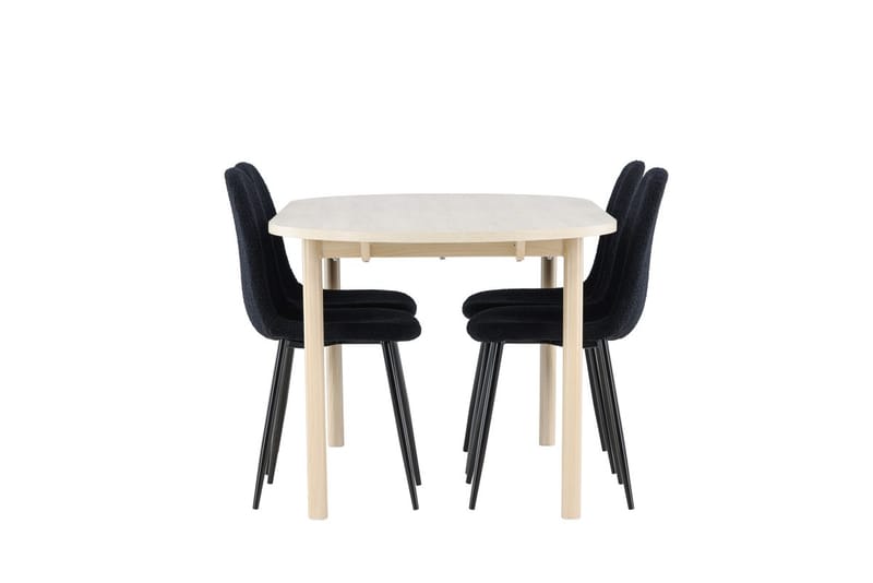 Oval matgrupp Venture Home Svart Vitputsad 4st - Møbler - Bord - Spisegrupper