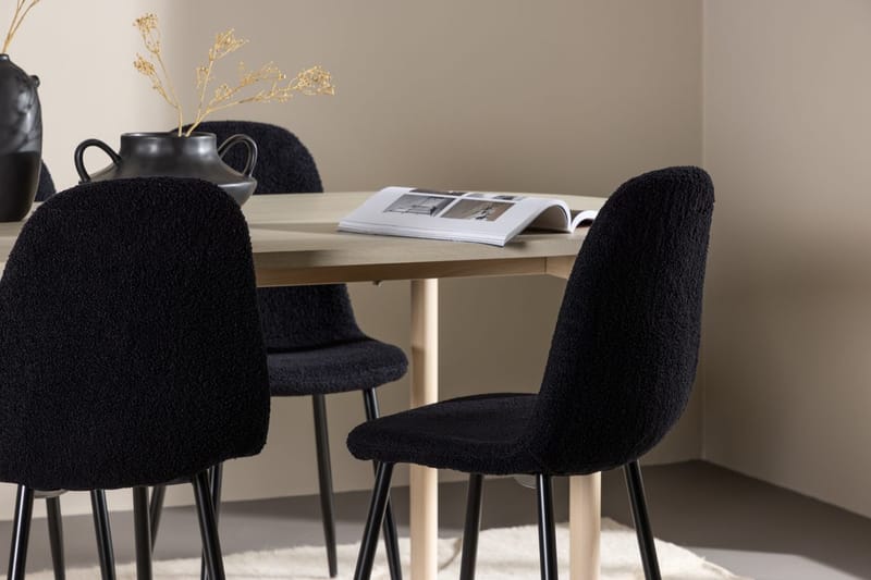Oval matgrupp Venture Home Svart Vitputsad 4st - Møbler - Bord - Spisegrupper