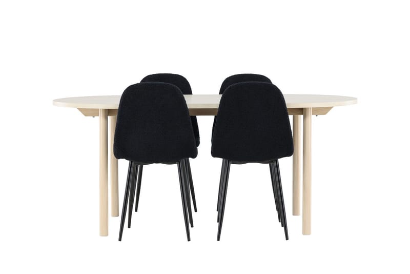 Oval matgrupp Venture Home Svart Vitputsad 4st - Møbler - Bord - Spisegrupper