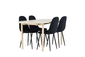 Oval matgrupp Venture Home Svart Vitputsad 4st - Møbler - Bord - Spisegrupper