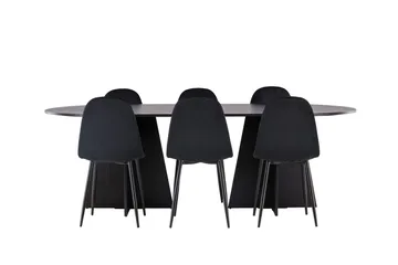Oval matgrupp Venture Home Svart - Møbler - Bord - Spisegrupper