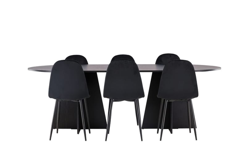 Oval matgrupp Venture Home Svart - Møbler - Bord - Spisegrupper