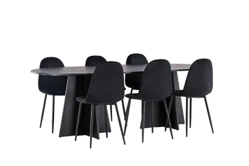 Oval matgrupp Venture Home Svart - Møbler - Bord - Spisegrupper