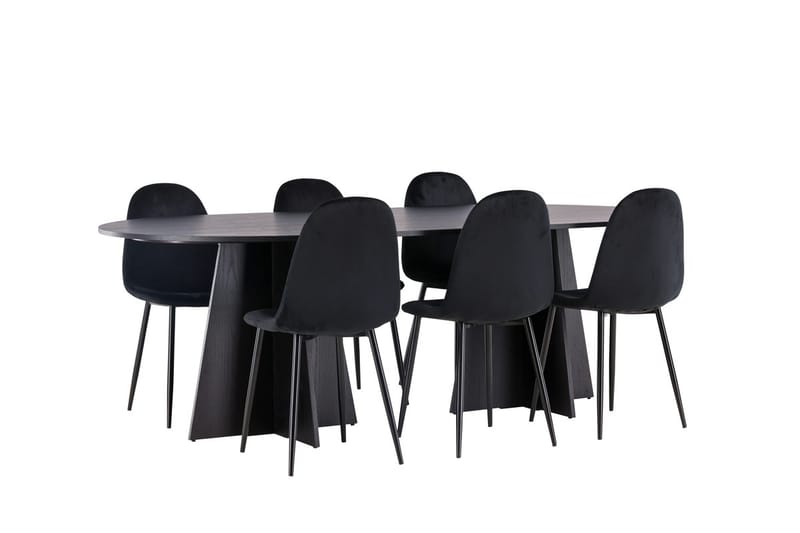 Oval matgrupp Venture Home Svart - Møbler - Bord - Spisegrupper