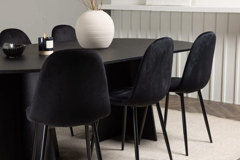 Oval matgrupp Venture Home Svart - Møbler - Bord - Spisegrupper