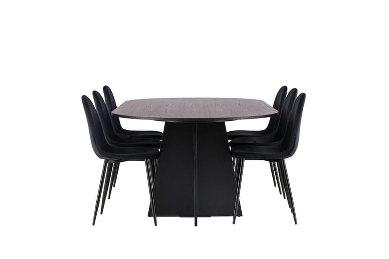 Oval matgrupp Venture Home Svart - Møbler - Bord - Spisegrupper