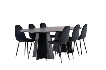 Oval matgrupp Venture Home Svart - Møbler - Bord - Spisegrupper