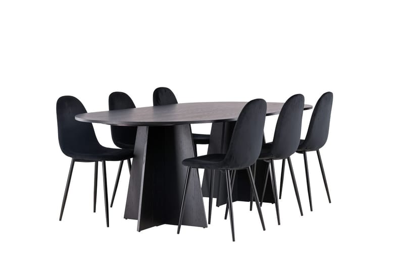 Oval matgrupp Venture Home Svart - Møbler - Bord - Spisegrupper