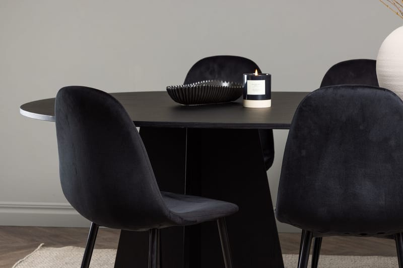 Oval matgrupp Venture Home Svart - Møbler - Bord - Spisegrupper