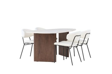 Oval matgrupp Venture Home Vit Ljusgrå 4st - Møbler - Bord - Spisegrupper