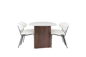 Oval matgrupp Venture Home Vit Ljusgrå 4st - Møbler - Bord - Spisegrupper