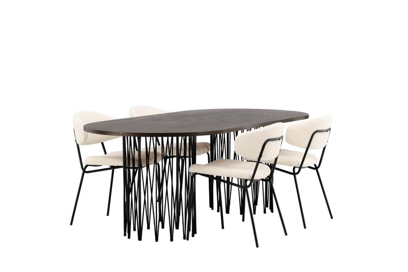 Oval matgrupp Venture Home Vit Mocka 4st - Møbler - Bord - Spisegrupper