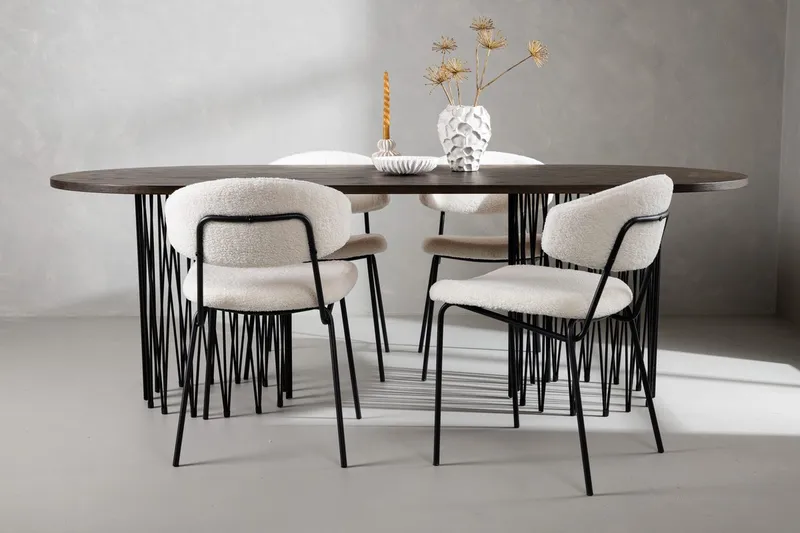 Oval matgrupp Venture Home Vit Mocka 4st