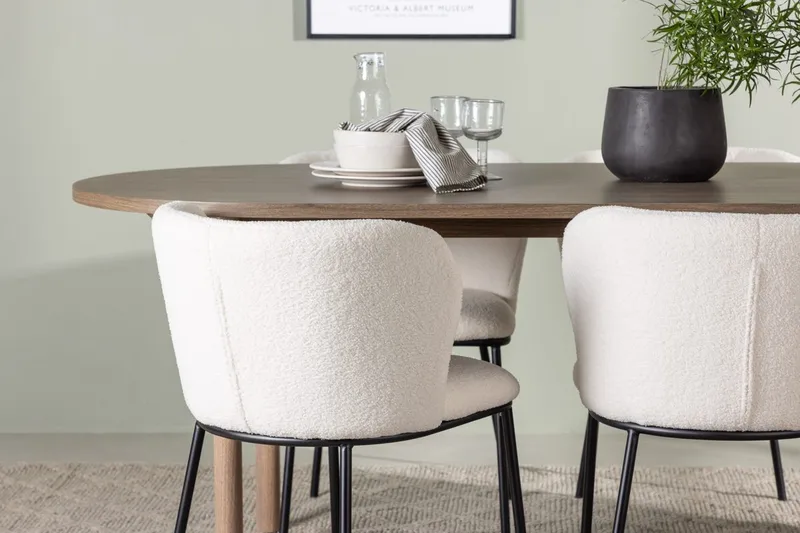 Oval matgrupp Venture Home Vit Natur 4st - Møbler - Bord - Spisegrupper
