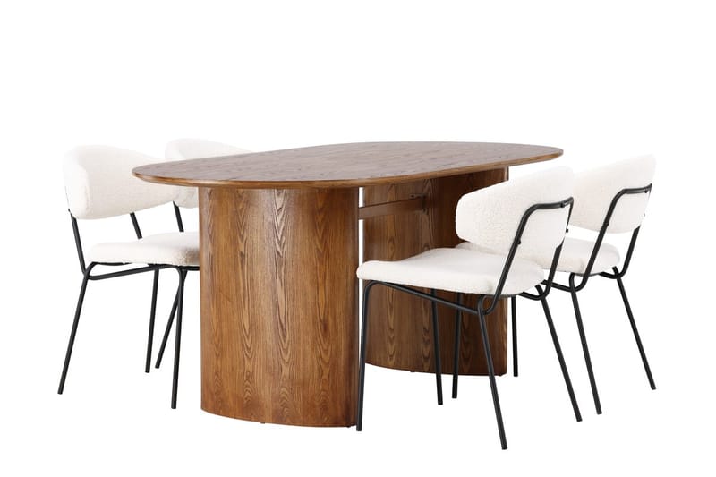 Oval matgrupp Venture Home Vit Natur 4st - Møbler - Bord - Spisegrupper