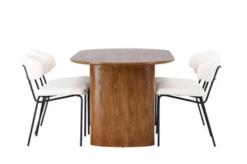 Oval matgrupp Venture Home Vit Natur 4st - Møbler - Bord - Spisegrupper