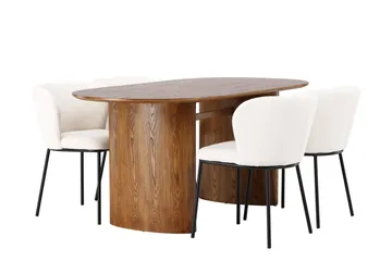 Oval matgrupp Venture Home Vit Natur 4st - Møbler - Bord - Spisegrupper
