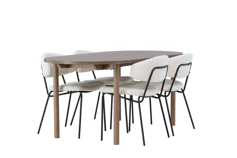 Oval matgrupp Venture Home Vit Natur 4st - Møbler - Bord - Spisegrupper