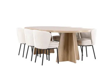 Oval matgrupp Venture Home Vit Natur 6st - Møbler - Bord - Spisegrupper