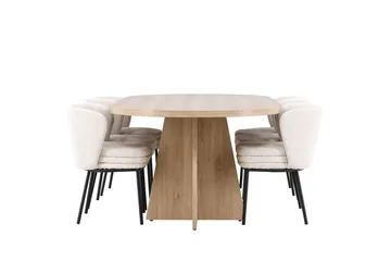 Oval matgrupp Venture Home Vit Natur 6st - Møbler - Bord - Spisegrupper