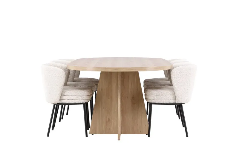 Oval matgrupp Venture Home Vit Natur 6st - Møbler - Bord - Spisegrupper