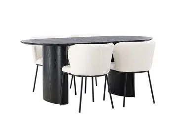 Oval matgrupp Venture Home Vit Svart 4st - Møbler - Bord - Spisegrupper