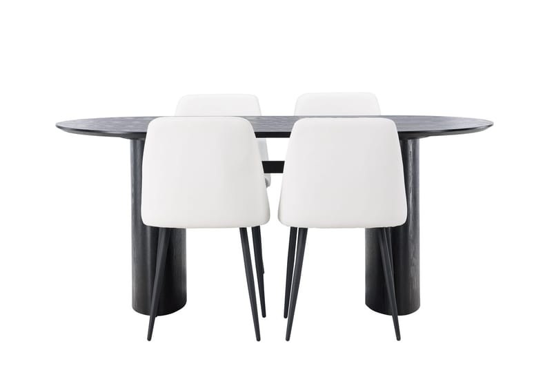 Oval matgrupp Venture Home Vit Svart 4st - Møbler - Bord - Spisegrupper