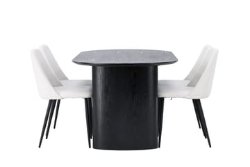 Oval matgrupp Venture Home Vit Svart 4st - Møbler - Bord - Spisegrupper