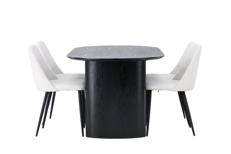 Oval matgrupp Venture Home Vit Svart 4st - Møbler - Bord - Spisegrupper