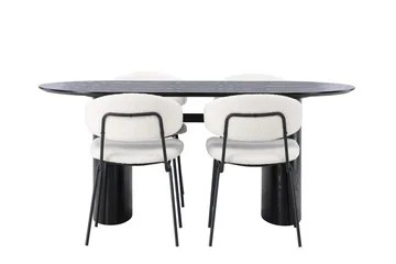 Oval matgrupp Venture Home Vit Svart 4st - Møbler - Bord - Spisegrupper